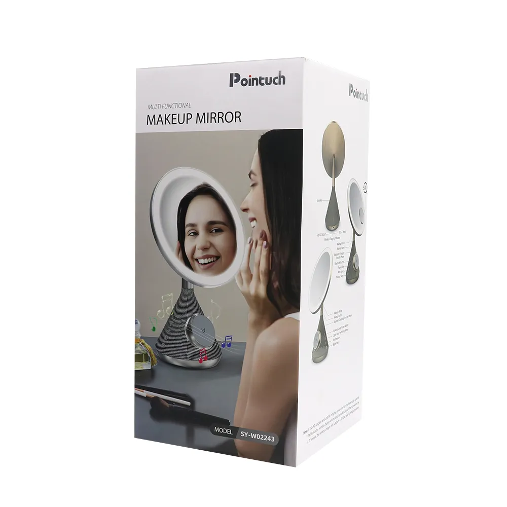 Zvucnik bluetooth + Ogledalo makeup + Bezicni punjac MagSafe SY-W02243 tamno sivi