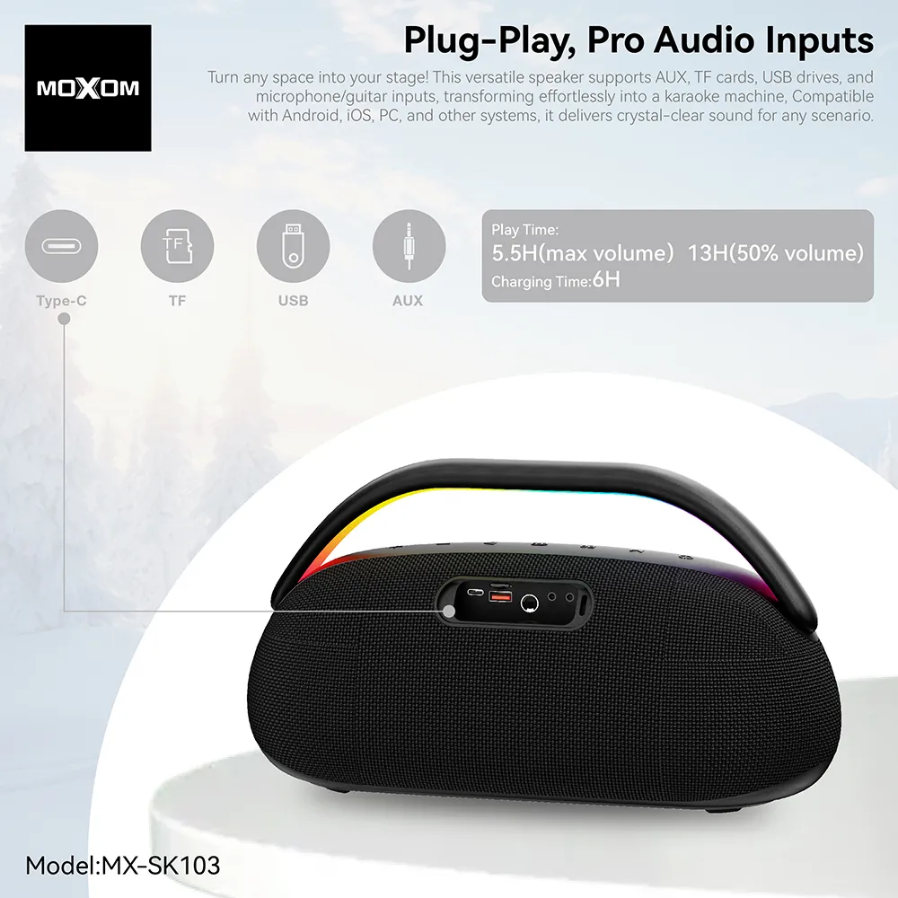 Zvucnik bluetooth Moxom MX-SK103 sa dva mikrofona crni