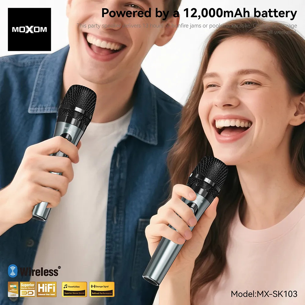 Zvucnik bluetooth Moxom MX-SK103 sa dva mikrofona crni