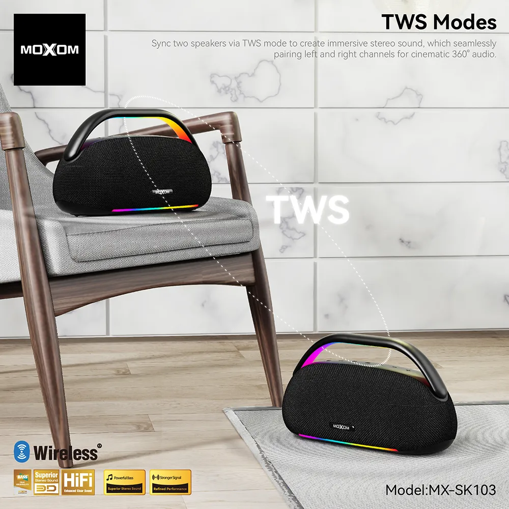 Zvucnik bluetooth Moxom MX-SK103 sa dva mikrofona crni