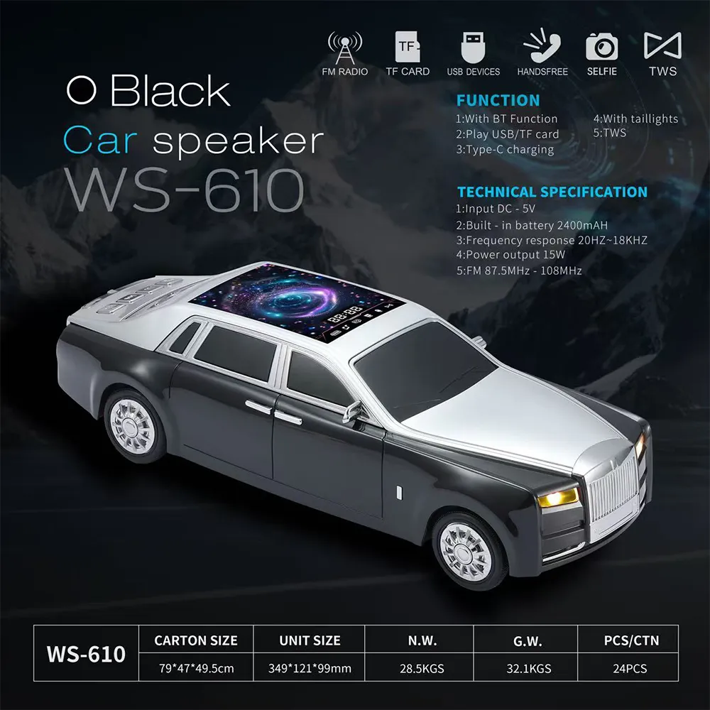 Zvucnik bluetooth WS-610 auto crni