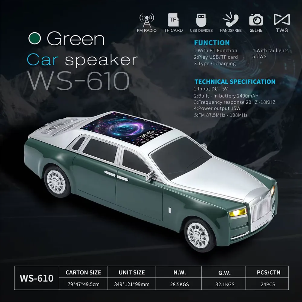 Zvucnik bluetooth WS-610 auto zeleni