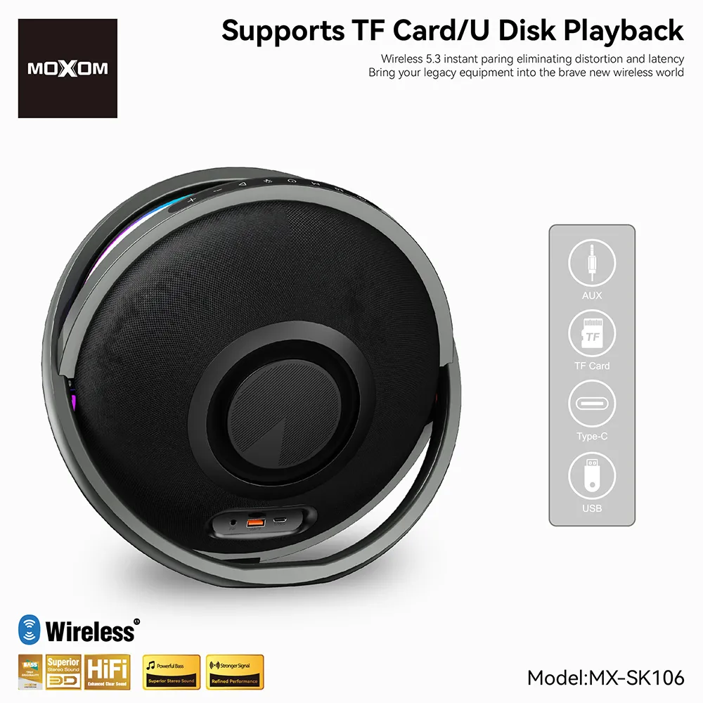Zvucnik bluetooth Moxom MX-SK106 sa dva mikrofona crni