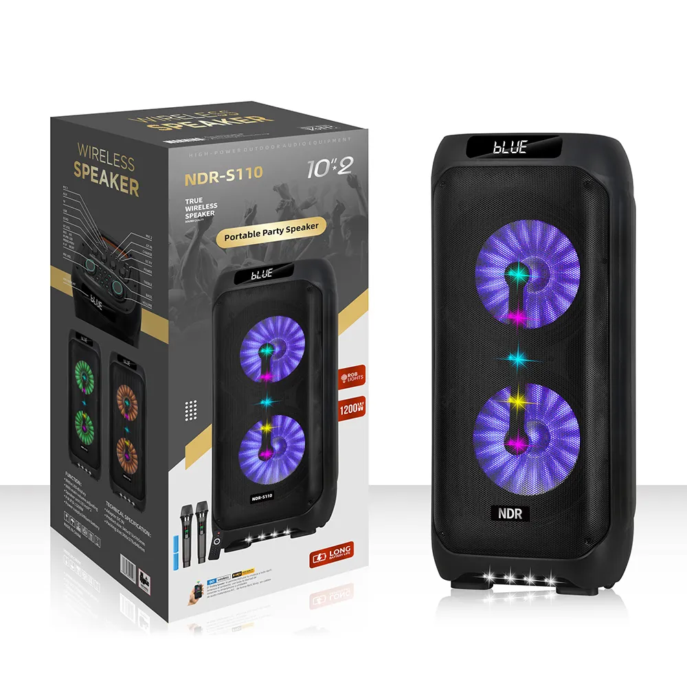 Zvucnik bluetooth NDR-S110 40W 2 x 10inca sa dva mikrofona crni