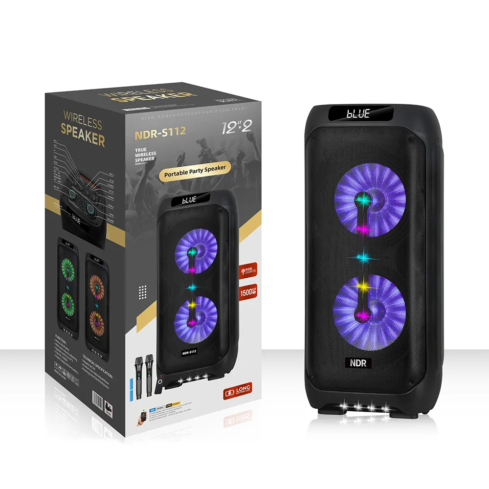 Zvucnik bluetooth NDR-S112 40W 2 x 12inca sa dva mikrofona crni