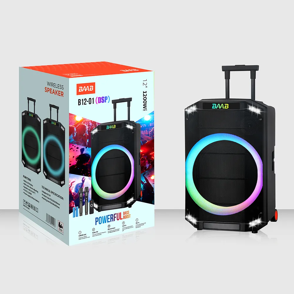 Zvucnik bluetooth NDR-B12-01 60W 12inca sa dva mikrofona crni