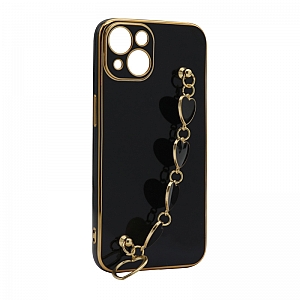 Futrola Glass Heart Chain za iPhone 13 (6.1) crna