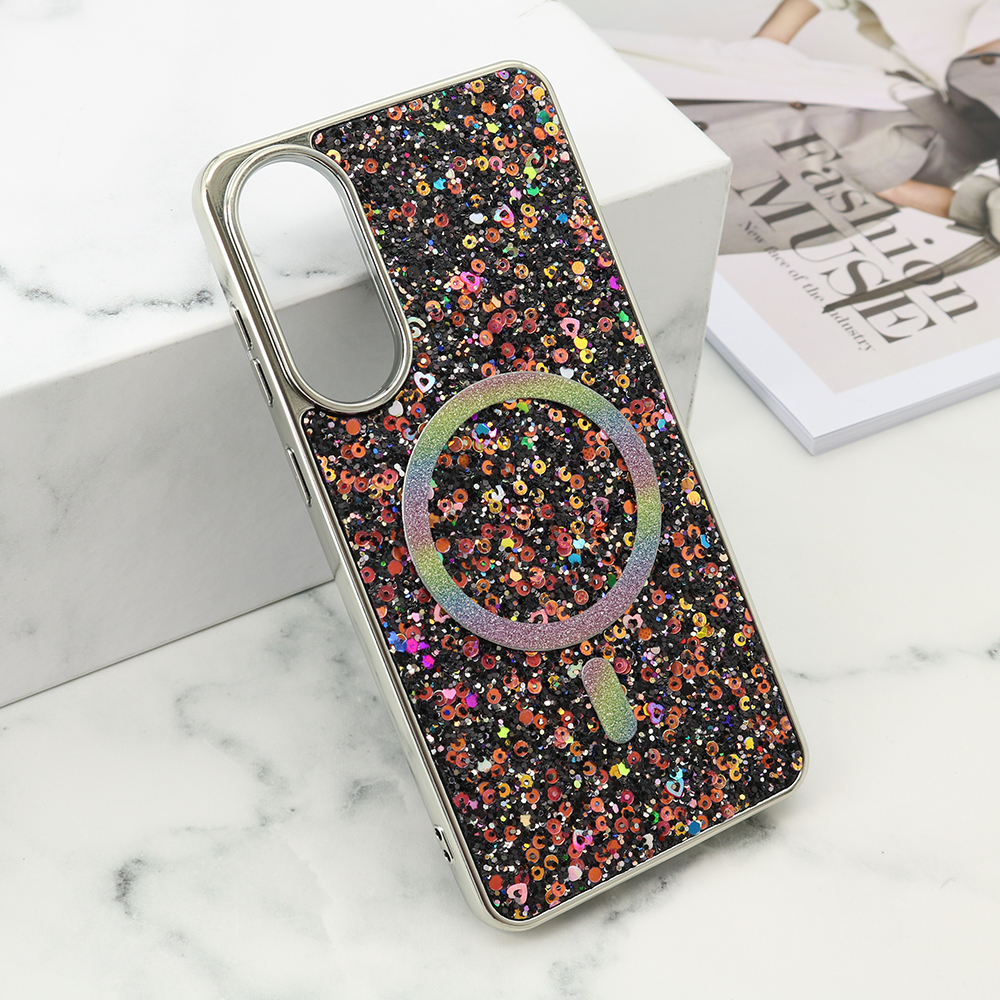 Futrola GLAM GLOW MagSafe za Samsung S937B Galaxy S25 Edge 5G crna