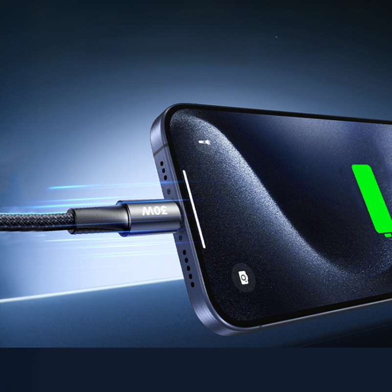 Data kabl REMAX Velocity CB25 Fast charging 30W Type C na iPhone lightning 1.2M crni - Slika 3