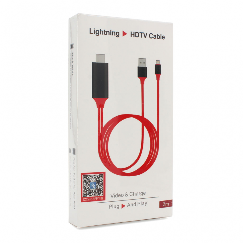 Kabl lightning na HDMI USB 2m crveni - Slika 3