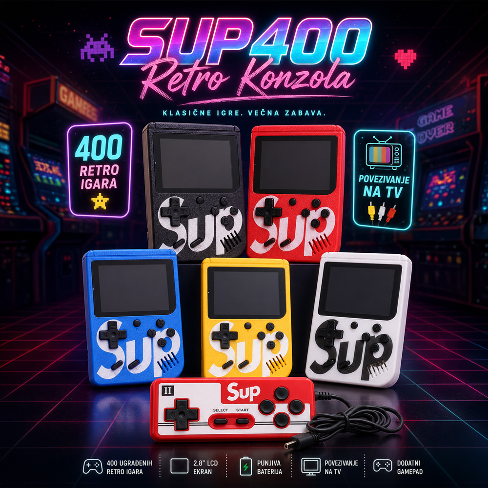 Konzola za igranje Gameboy SUP400 bela - Slika 2