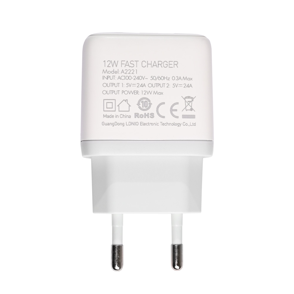 Kucni punjac LDNIO A2221 2xUSB, 12W beli - Slika 2