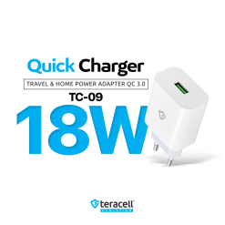 Kucni punjac Teracell Evolution TC-09 QC3.0 18W sa iPhone lightning kablom beli CE