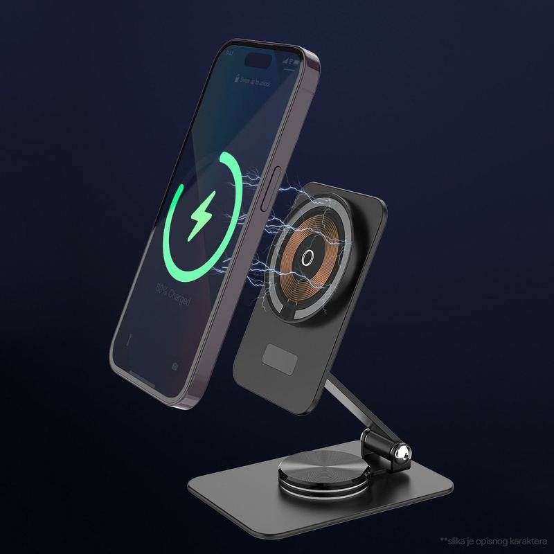 Kucni punjac Wireless 15W rotirajuci beli - Slika 3