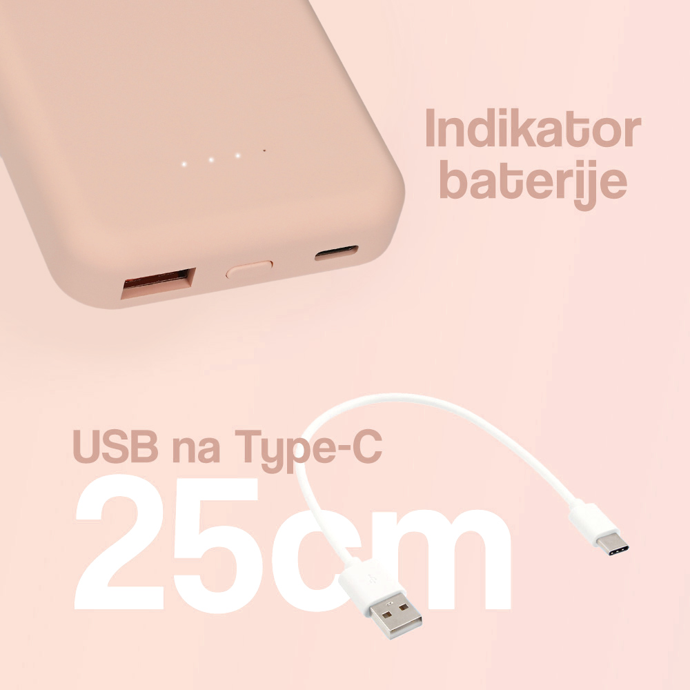 Power bank prenosiva baterija Magsafe PD 5000 mAh roze - Slika 3