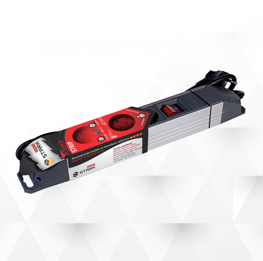 Produzni kabl STARK Switch 1.8m, 3 uticnice, prekidac - Slika 3