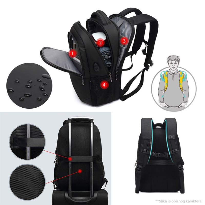 Ranac POSO 652 Casual crni - Slika 3