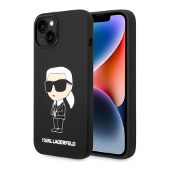 Maska Karl Lagerfeld Hc Silicone NFT Ikonik za iPhone 15 Plus 6.7 crna (KLHCP15MSNIKBCK)