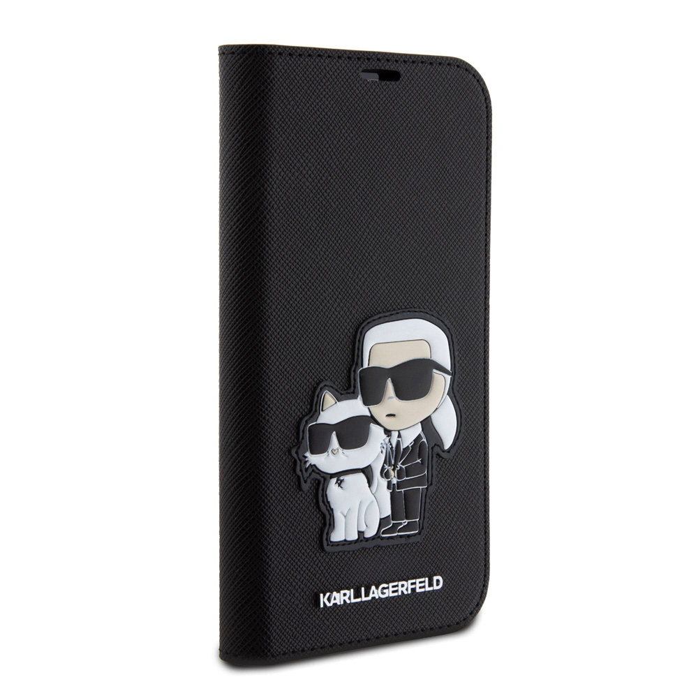 Maska Karl Lagerfeld Saffiano BP Nft Karl&Choupette za iPhone 15 6.1 crna (KLBKP15SSANKCPK)