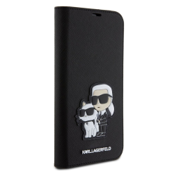 Maska Karl Lagerfeld Saffiano BP Nft Karl&Choupette za iPhone 15 Pro Max 6.7 crna (KLBKP15XSANKCPK)