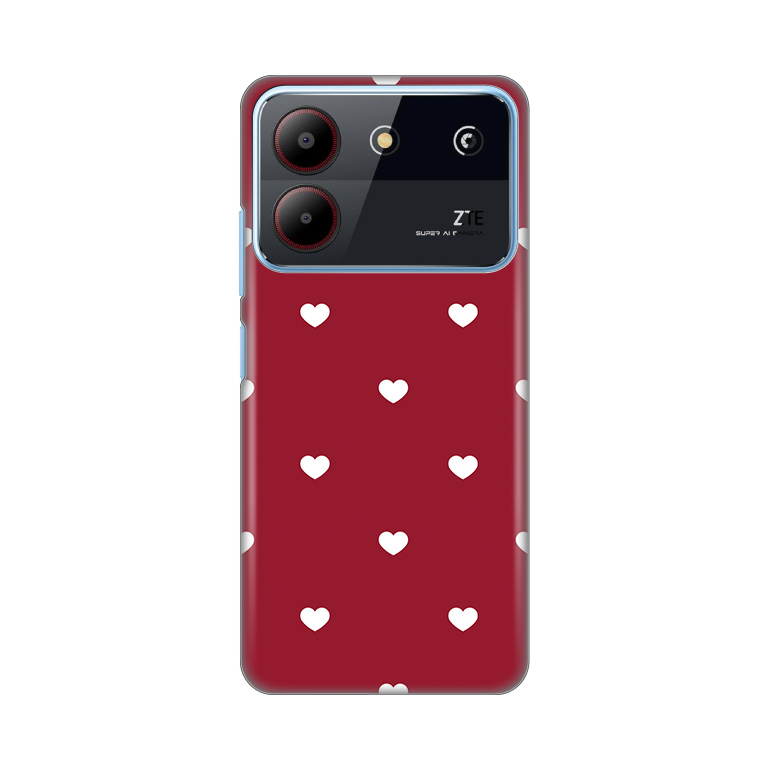 Maska Silikonska Print Skin za ZTE Blade A54 Burgundy Hearts
