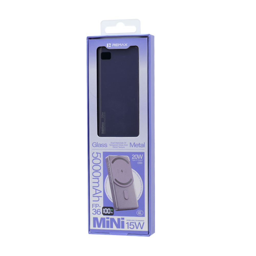Power Bank MagSafe REMAX Aurora FP-36 PD 20W + wireless 15W 5000mAh ljubicasti - Slika 3