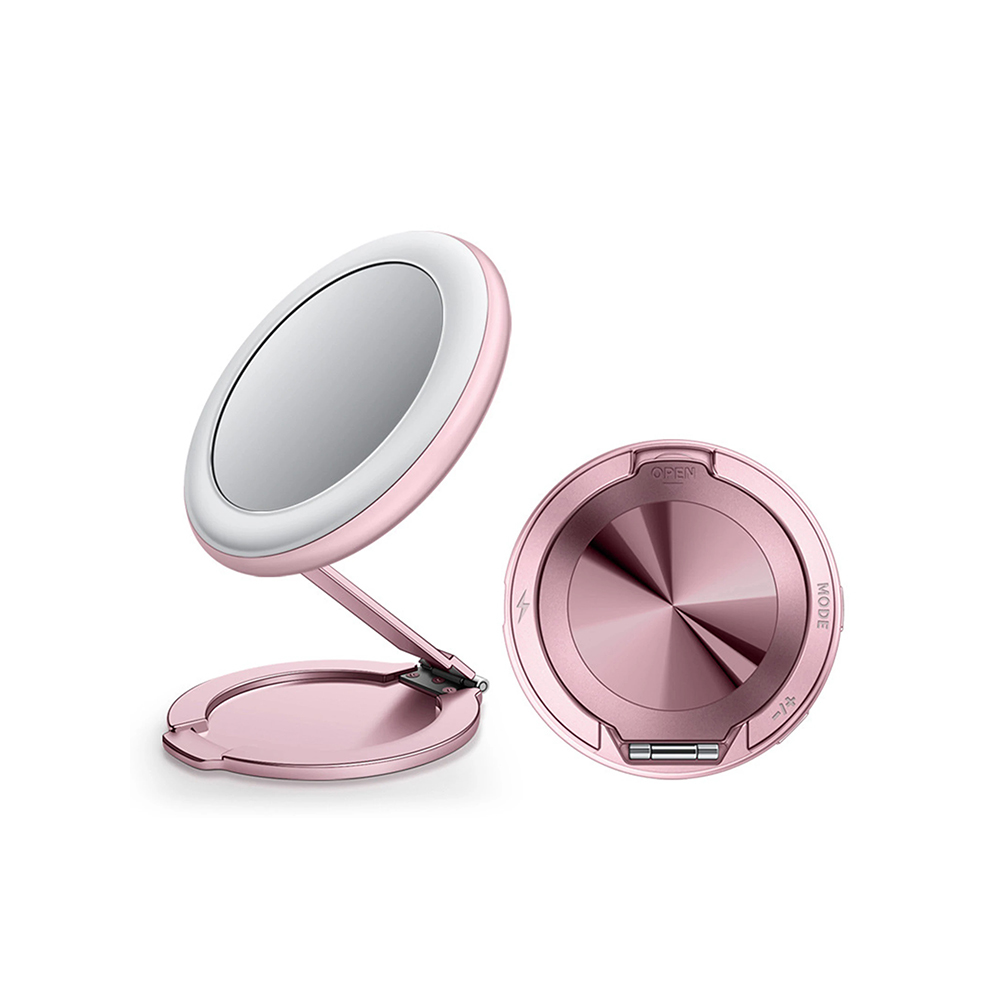 Drzac magnetni Ring sa ogledalom za mobilni telefon roze