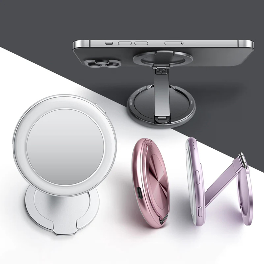 Drzac magnetni Ring sa ogledalom za mobilni telefon roze - Slika 2