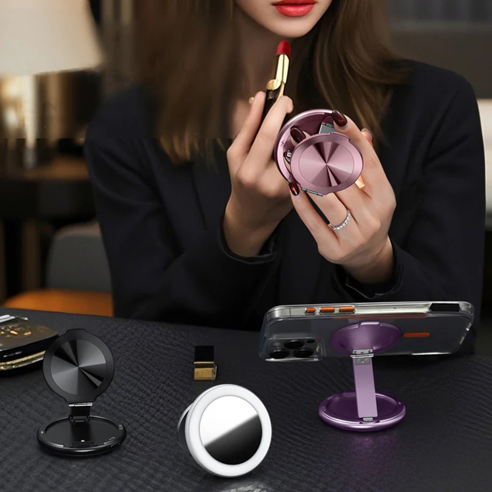 Drzac magnetni Ring sa ogledalom za mobilni telefon roze - Slika 3