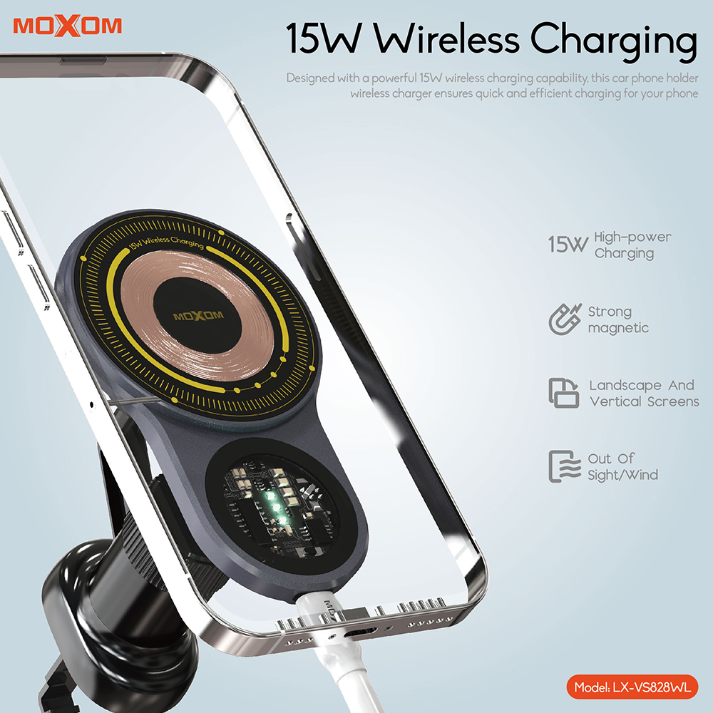 Drzac za mobilni telefon Moxom MX-VS828 wireless 15W crni - Slika 3