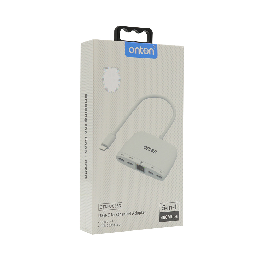 Hub USB Type-C sa 4 porta (3x USB Type-C 480Mbps + USB Type-C 5V) + Ethernet RJ45 100Mbps 18cm (OTN-UC553) Onten - Slika 2