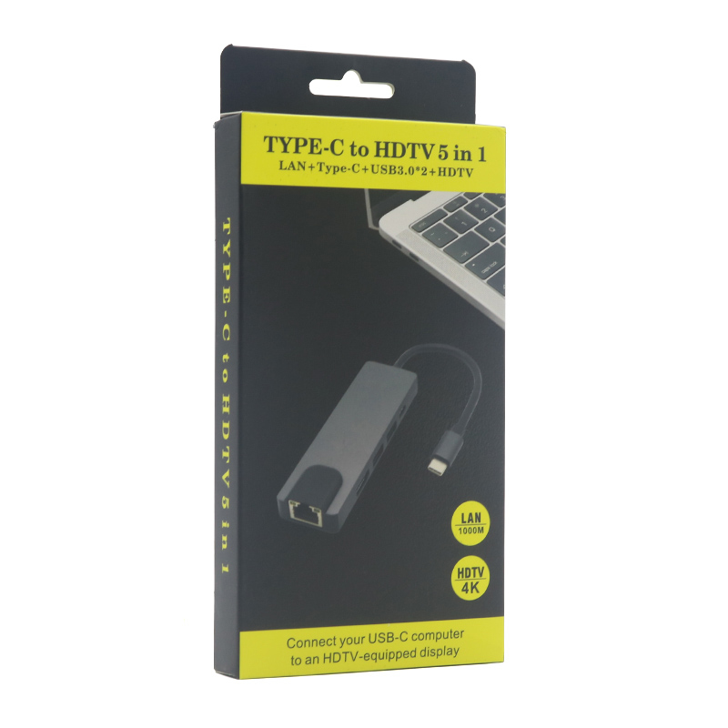 Hub Type-c na HDMI Type C 2xUSB3.0 LAN (5 u 1) - Slika 3