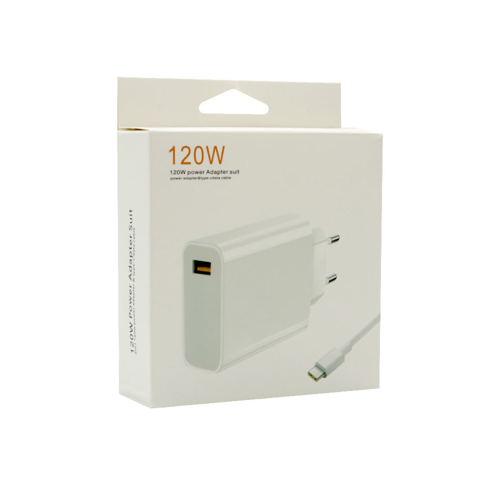 Kucni punjac Super Fast 120W GaN 6A USB sa USB A na Type C kablom beli - Slika 3