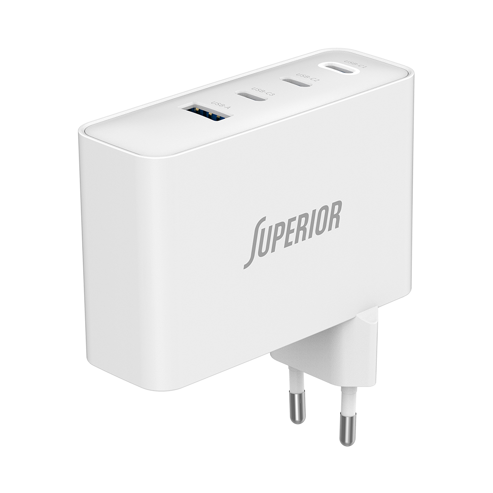Kuciste punjaca Superior SU-10001ACCC 100W GaN Fast PD + USB belo