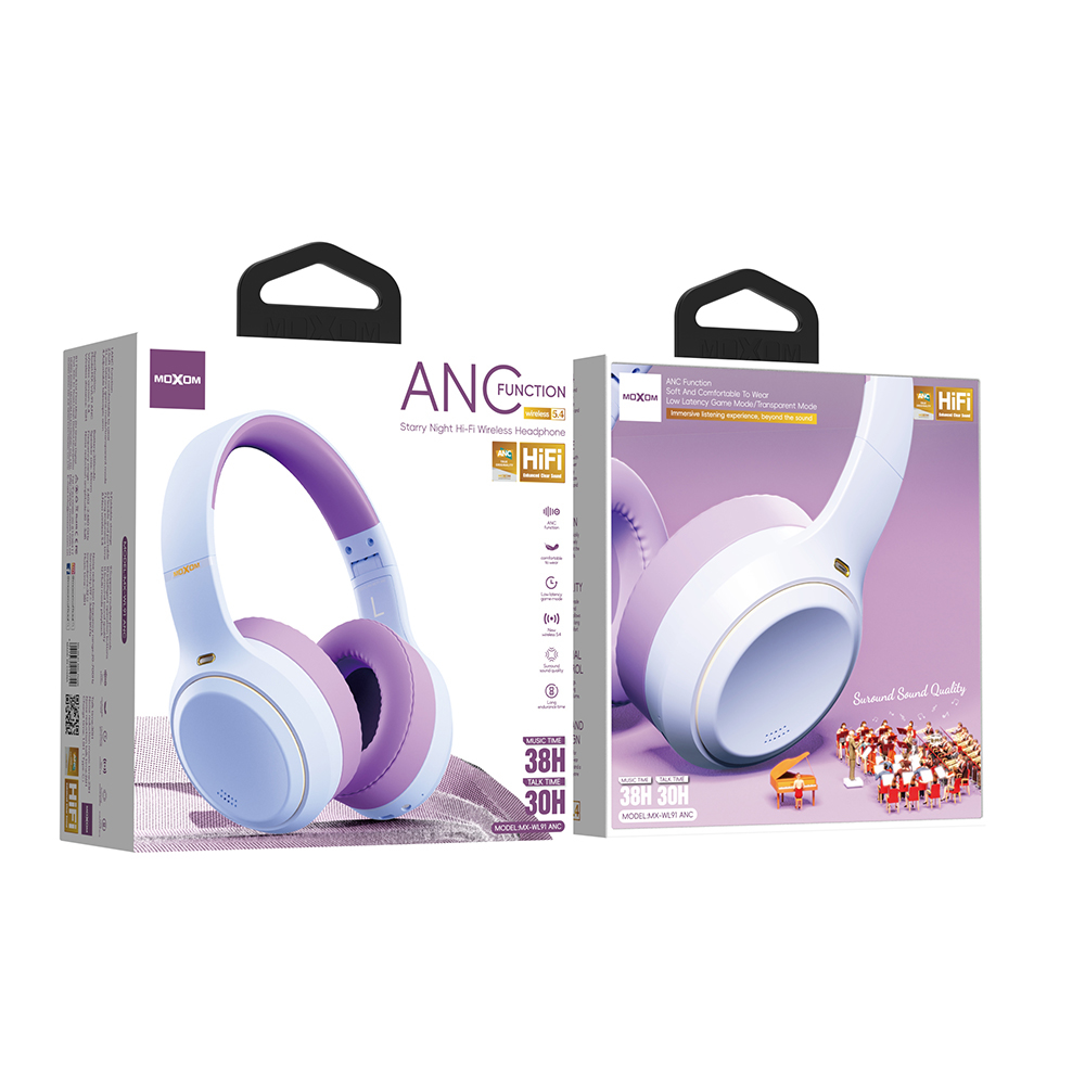 Slusalice bluetooth Moxom MX-WL91 ANC ljubicaste - Slika 2