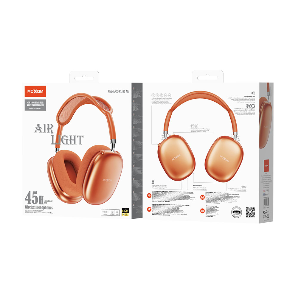 Slusalice Bluetooth MOXOM MX-WL103 AIR narandzaste - Slika 2