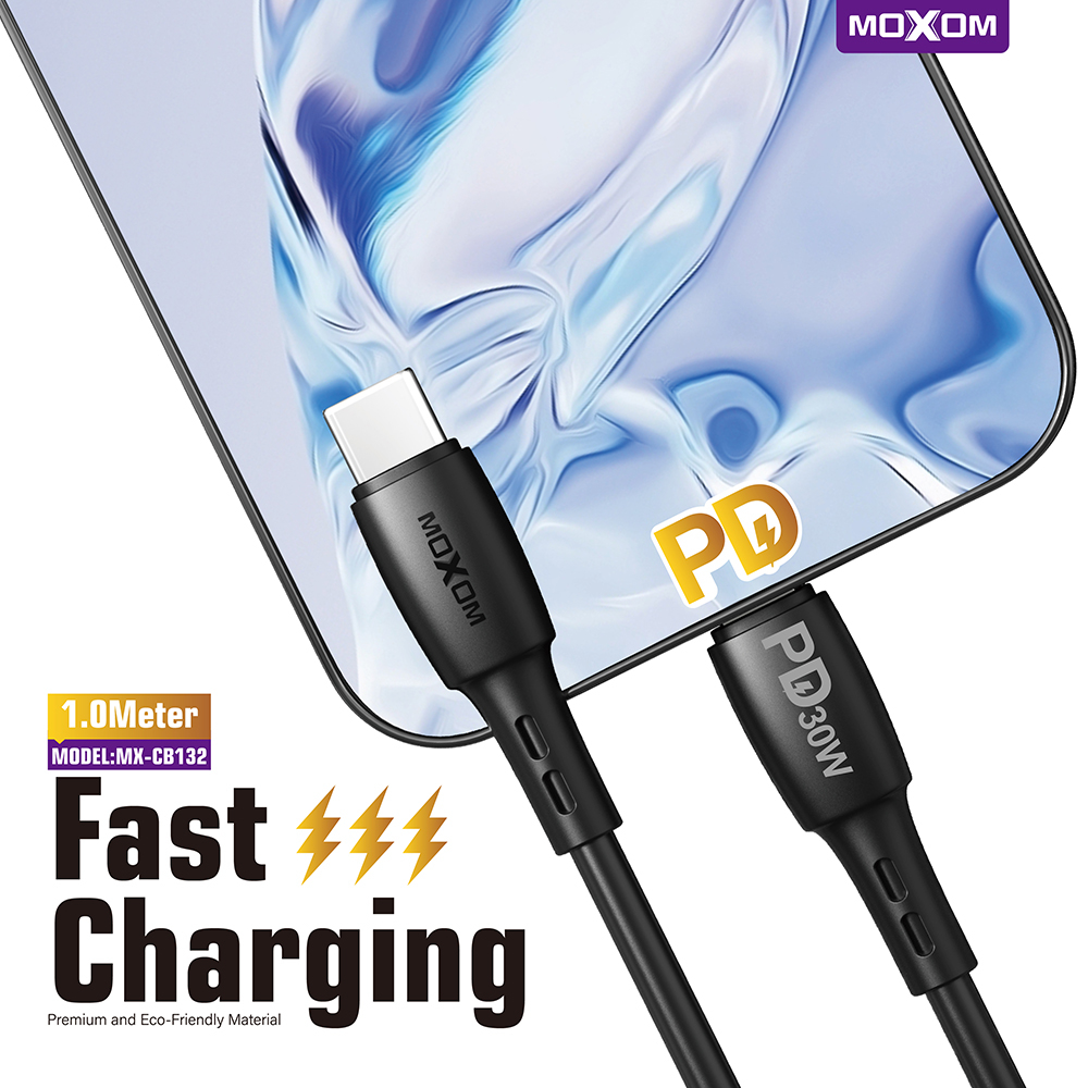USB data kabal Moxom MX-CB132 PD 30W Type-C na lightning 1m crni - Slika 3