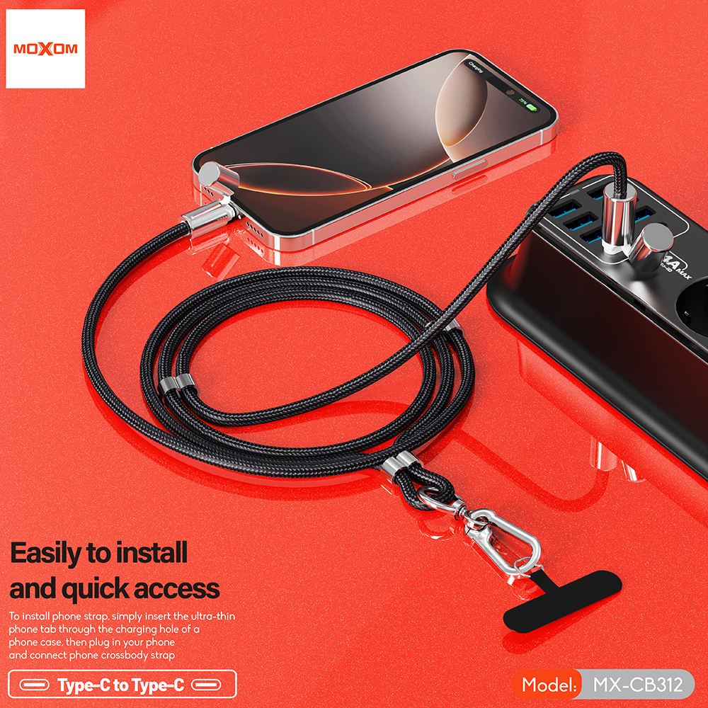 USB data kabal Moxom MX-CB312 Type C na Type C strap plavi - Slika 3