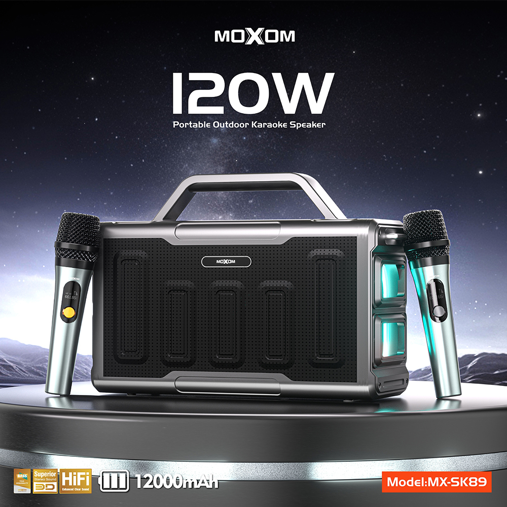 Zvucnik bluetooth Moxom 120W MX-SK89 sa dva mikrofona crni - Slika 2