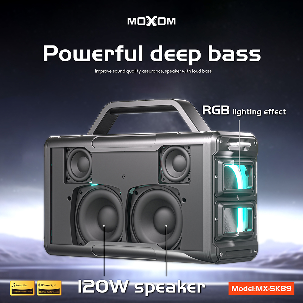 Zvucnik bluetooth Moxom 120W MX-SK89 sa dva mikrofona crni - Slika 3