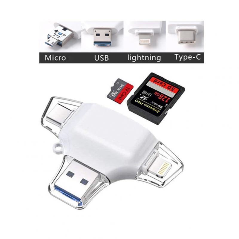 Citac kartica SD microSD na Type C Lightning USB 2.0 JWD-84 beli - Slika 3
