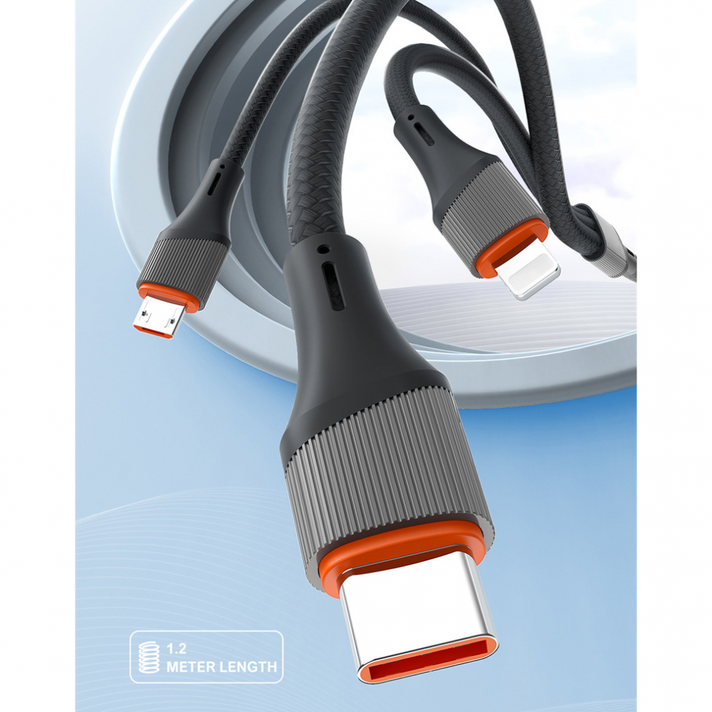 Data kabl LDNIO LC96 u 4.2A 3 u 1 sivi 1.2m - Slika 2