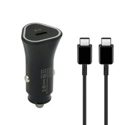 Auto punjac 25W Type-C ulaz sa Type-C na Type-C kablom crni
