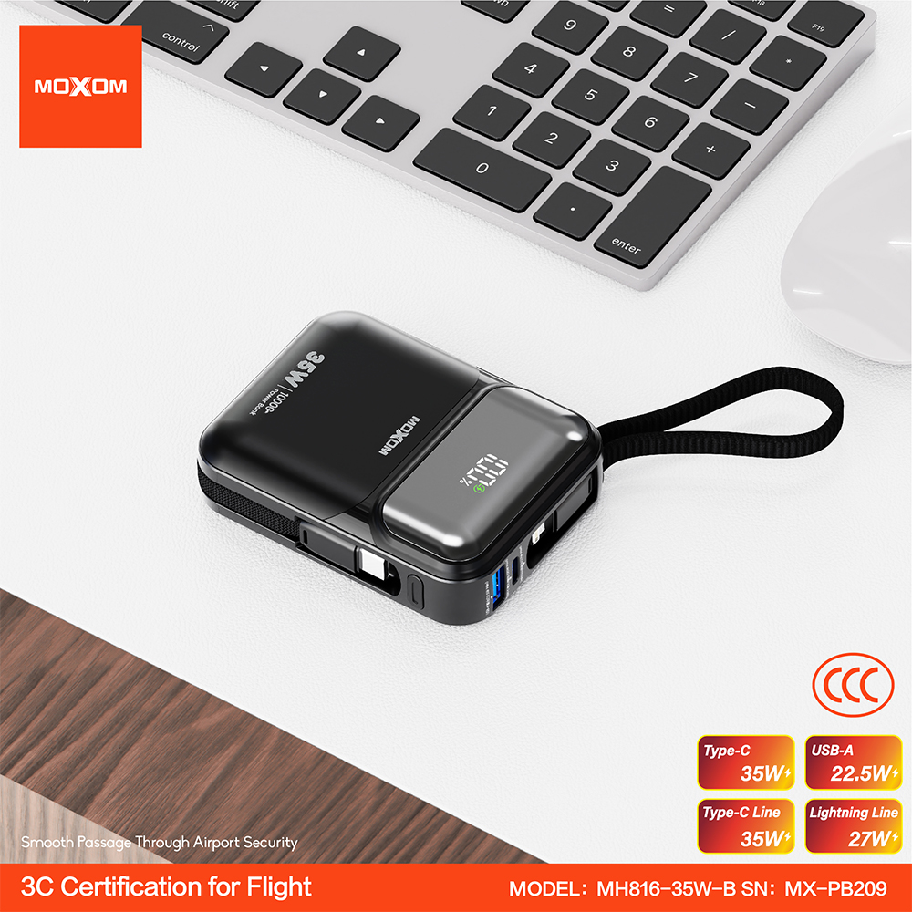 Power Bank Moxom Mini Turbo MX-PB209 35W Fast charging 10000mAh crni - Slika 2