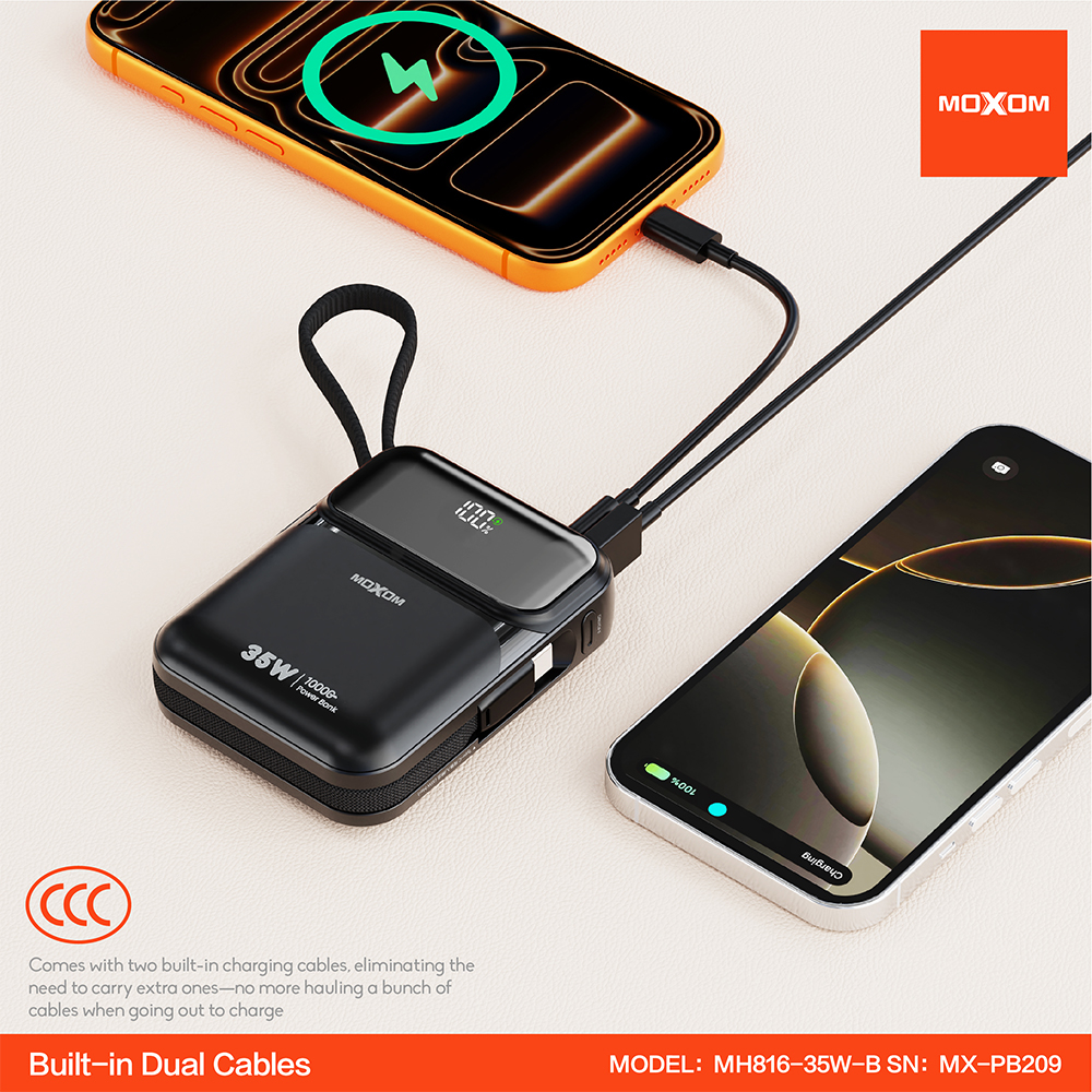 Power Bank Moxom Mini Turbo MX-PB209 35W Fast charging 10000mAh crni - Slika 3