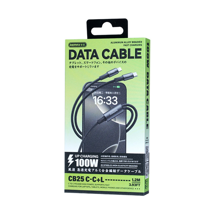 Data kabl REMAX Wind speed CB25 100W 2u1 Type C na Type C/Lightning 1.2m - Slika 3
